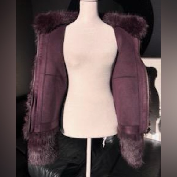 FREE PEOPLE LOUDER PLEASE faux fur jacket! size small NWT color Grape 🍇 GORGEOUS - Picture 11 of 13